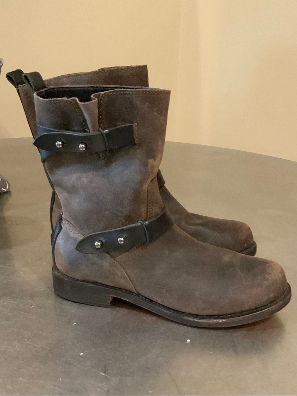 rag & bone Dark Brown Suede Harness Ankle Boots